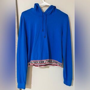 Tommy Hilfiger Cropped  Womens Pullover Logo Trim Hoodie Size M